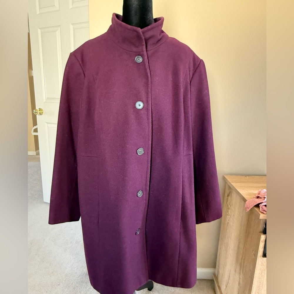 Lands' End Women's Plum Wool Coat